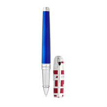 Load image into Gallery viewer, Front view of the rollerball pen with the cap set next to it on a white background.