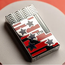 Load image into Gallery viewer, Angled front view of the lighter on a soft red and white background.