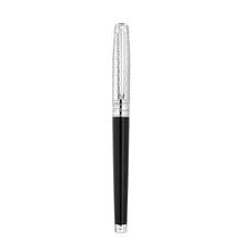 Load image into Gallery viewer, Front view of the black fountain pen with the cap on