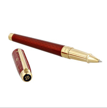 Load image into Gallery viewer, Angled view of the bordeaux rollerball pen with the cap set next to it.