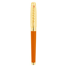 Load image into Gallery viewer, Front view of the fire orange pen with the cap on.