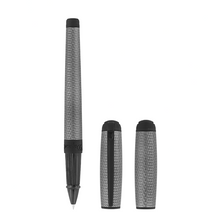 Load image into Gallery viewer, Front view of the rollerball pen with a front and back view of two caps next to it.