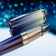 Load image into Gallery viewer, Close up to the rollerball pen grip section and cap.