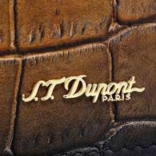 Load image into Gallery viewer, Close up to the S.T. Dupont logo on the front panel.