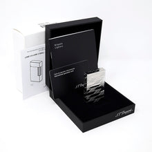 Load image into Gallery viewer, The lighter arranged in its black presentation box, with the white card stock box, and documents.