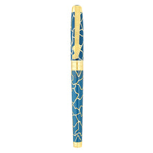 Load image into Gallery viewer, Front view of the blue fountain pen with the cap on.