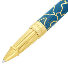 Load image into Gallery viewer, Close up to the blue rollerball pen's grip section.
