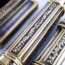 Load image into Gallery viewer, Close up to the decorations on the pen barrel, cap, and stand.