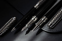 Load image into Gallery viewer, Close up to the grip sections of the ballpoint, fountain, and rollerball pens.