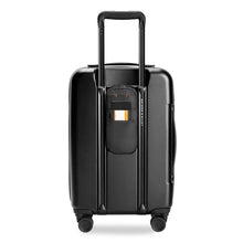 Load image into Gallery viewer, Briggs & Riley Sympatico Essential Carry-On Spinner - Black
Back Panel View with retractable ID tag extended.
Dimensions: 22 x 14 x 9-11.25 in / 55.9 x 35.6 x 22.9-28.6 cm