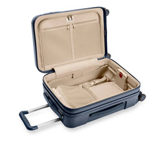 Load image into Gallery viewer, Briggs & Riley Sympatico Essential Carry-On Spinner - Navy
Image of divided packing interior with top lid zipped closed in this picture
Dimensions: 22 x 14 x 9-11.25 in / 55.9 x 35.6 x 22.9-28.6 cm