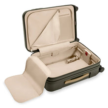 Load image into Gallery viewer, Briggs & Riley Sympatico Essential Carry-On Spinner - Olive
Image of divided interior packing with top lid shown partially zipped
Dimensions: 22 x 14 x 9-11.25 in / 55.9 x 35.6 x 22.9-28.6 cm