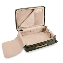 Load image into Gallery viewer, Briggs & Riley Sympatico Medium Expandable Spinner - Olive
Divided Interior Image shown with top divider panel shown partially zipped.
Dimensions: 27 x 18.5 x 11.5-13.75 in / 68.6 x 47 x 29.2-34.9 cm