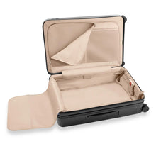 Load image into Gallery viewer, Briggs & Riley Sympatico Large Expandable Spinner - Black
Image of divided interior packing and compression mechanism in non-expanded position.
Dimensions: 30 x 20 x 12-14.25 in / 76.2 x 50.8 x 30.5-36.2 cm
