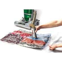 Load image into Gallery viewer, A bag with folded closed being compressed with a vacuum.