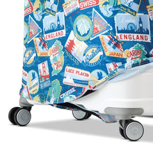 Load image into Gallery viewer, Close up to the bottom panel of the suitcase with the cover placed on it.