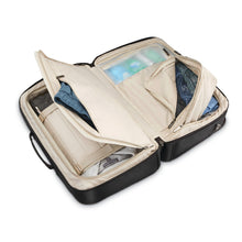 Load image into Gallery viewer, interior view of the duffle opened. Each panel features a zipper-closing divider with organization pockets.