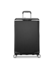 Load image into Gallery viewer, Front panel view of the black suitcase.