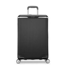 Load image into Gallery viewer, Front panel view of the black suitcase.