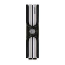 Load image into Gallery viewer, Side view of the original black Twinwallet. It has a snap fastener.
