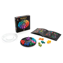 Load image into Gallery viewer, The game box arranged with the booklet, board, and pieces.