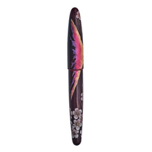Load image into Gallery viewer, Capped fountain pen with floral design and Mount Fuji design on a white background