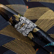 Load image into Gallery viewer, Close up to the white flower made with gold flake, and white eggshell (rankaku).