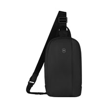 Load image into Gallery viewer, Victorinox Travel Essentials Sling Bag - Black
Image of Front Panel View
Height:  11.8"
Length:  3.1"
Width:    7.1"
Weight:  0.9 lbs.