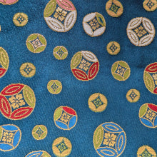 Load image into Gallery viewer, Close up to the blue Edo Komon with decorated circles pattern.