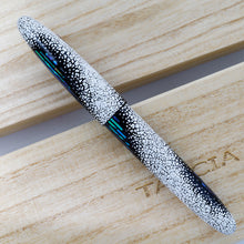 Load image into Gallery viewer, Back view of the fountain pen on top of the presentation box and lid