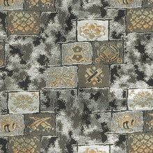 Load image into Gallery viewer, Close up to the Mosaic Kimono Case, featuring a mosaic design with light gray, and black with slight golden flower accents.