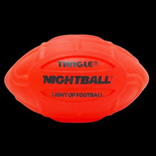 Load image into Gallery viewer, Front view of the red nightball football on a black background.