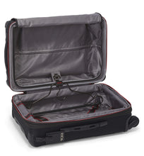 Load image into Gallery viewer, Interior view of the black suitcase showing the garment holder hanger.