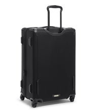 Load image into Gallery viewer, Angled back panel view of the black suitcase.