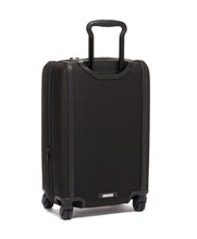 Load image into Gallery viewer, Angled back panel view of the black suitcase.