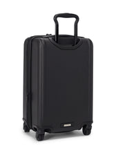 Load image into Gallery viewer, Angled back panel view of the black suitcase.