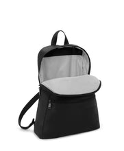 Load image into Gallery viewer, Interior view of backpack, showing a light gray lining.
