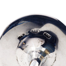 Load image into Gallery viewer, Close up to the stamped hallmarks on the back of the cuff link, confirming it is .925 sterling silver.