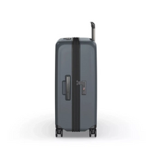Load image into Gallery viewer, Side panel view of the hard shell suitcase, featuring a grab handle, and a TSA approved 3-digit combination lock.