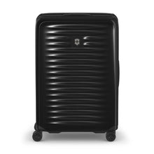 Load image into Gallery viewer, Front panel view of the black hard sided suitcase.