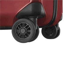 Load image into Gallery viewer, Close up to the red suitcase's wheel.