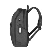 Load image into Gallery viewer, Side panel view of the backpack with the shoulder straps extended.