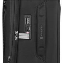 Load image into Gallery viewer, Closeup to the side panel's 3-dial TSA Combination Lock and grab handle.