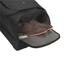 Load image into Gallery viewer, Close up to the shoe compartment, showing a pair of brown swede shoes. (Shoes not included).