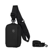 Load image into Gallery viewer, Front Panel View showing the adjustable shoulder strap.  It includes two straps: a 38mm with loops to attach extra accessories, and a 25mm strap offering multiple carrying options.