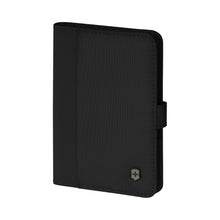 Load image into Gallery viewer, Front angled view of the black passport holder.