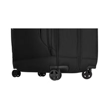 Load image into Gallery viewer, Close up to the spinner wheels at the bottom of the garment bag.