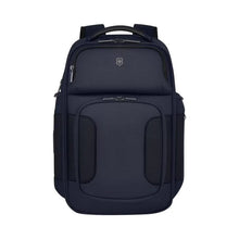 Load image into Gallery viewer, Front panel view of the navy blue backpack.