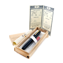 Load image into Gallery viewer, The Fountain Pen with the wooden box, documents, and ink eye-dropper.