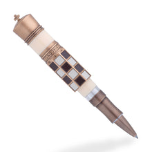 Load image into Gallery viewer, The Checkmate Rollerball Pen without the cap. The word "VISCONTI" is featured on the pen's barrel.